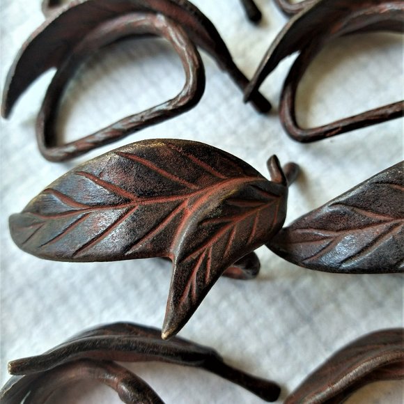 Napkin Holders Ring Set of 4 Hand Forged Metal Steel Handmade Patina Blacksmith - Picture 2 of 3